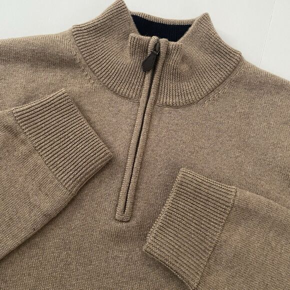 Brooks Brothers 100% Merino Wool Sweater Men's L Beige Extra Fine Italian - Picture 1 of 12